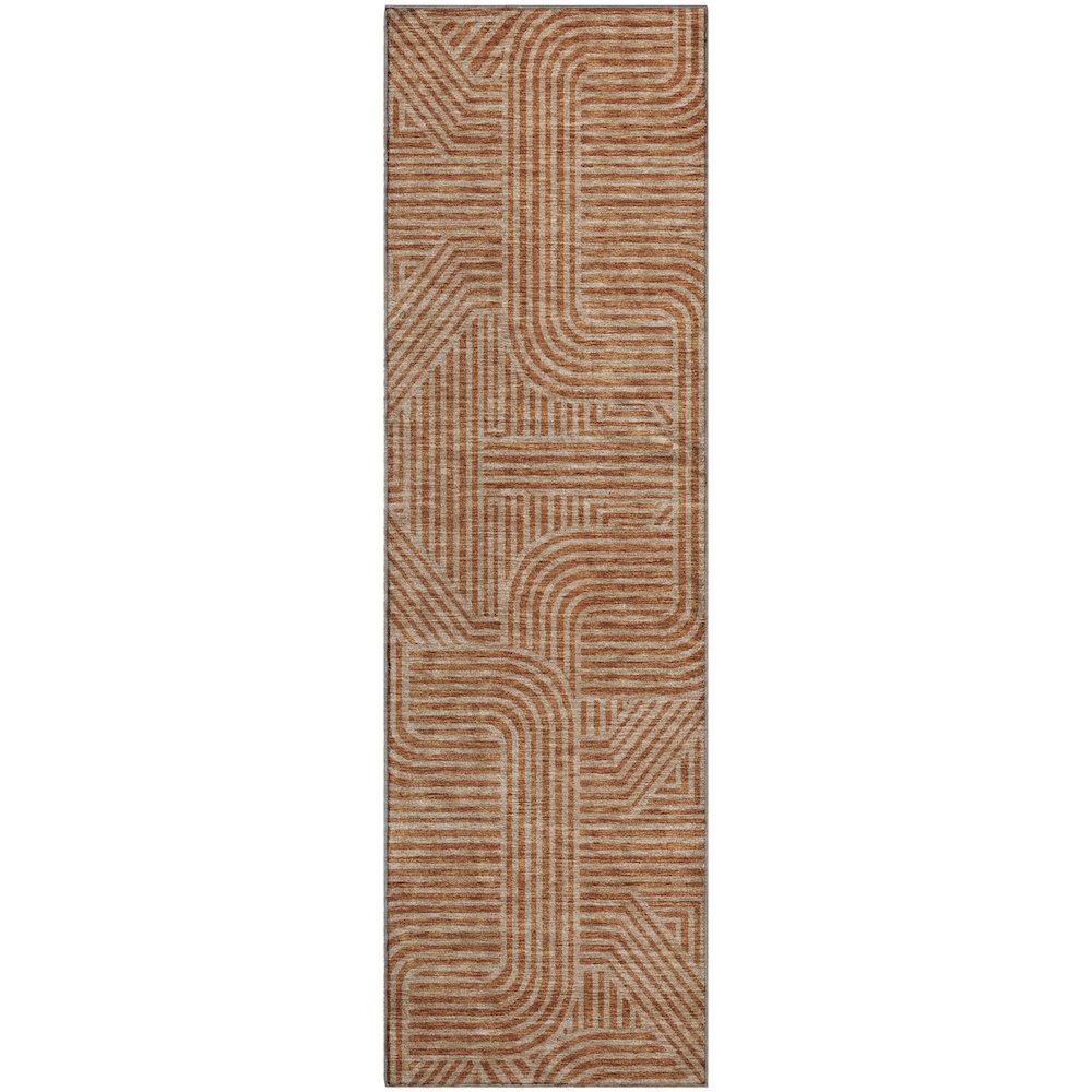 Premium Machine Washable Mayfield AMF917 Terracotta 2'3" x 7'6" Runner Rug. Picture 1