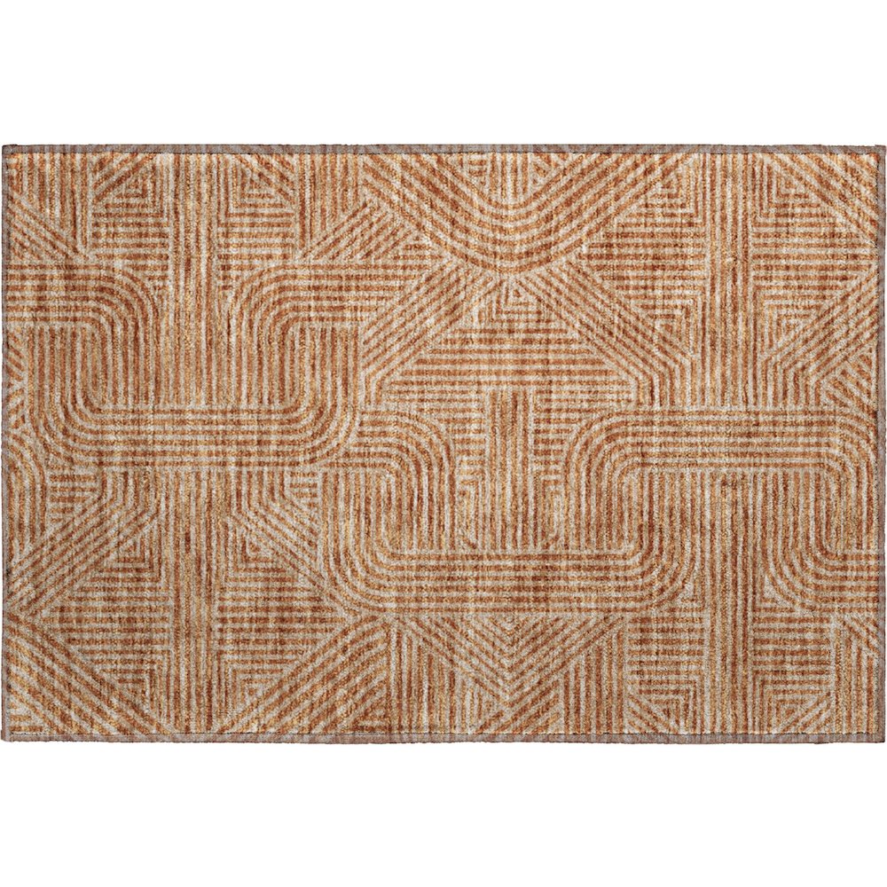 Premium Machine Washable Mayfield AMF917 Terracotta 1'8" x 2'6" Rug. Picture 1
