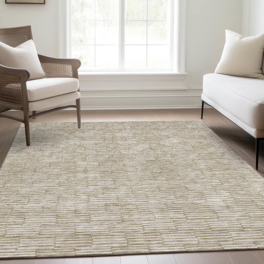 Premium Machine Washable Mayfield AMF918 Beige 2'6" x 3'10" Rug. Picture 6