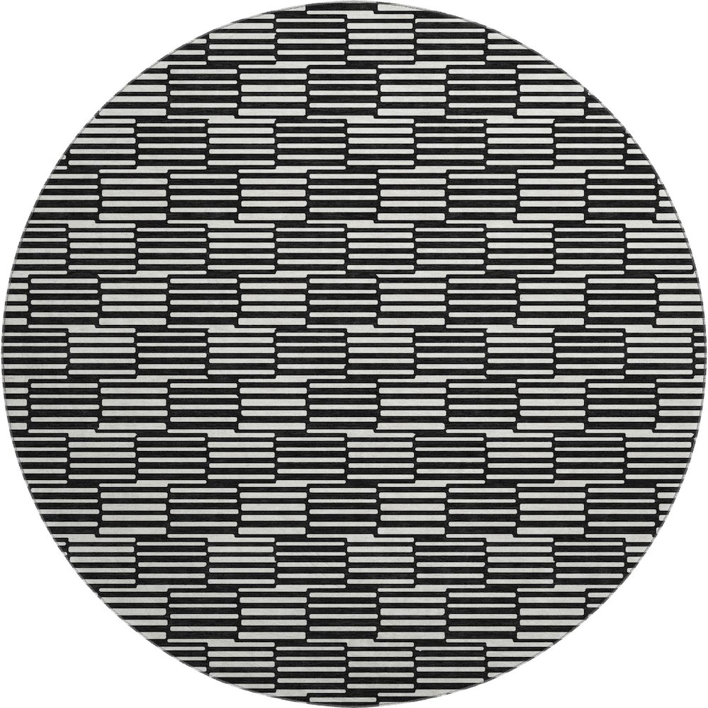 Premium Machine Washable Mayfield AMF918 Black 8' x 8' Round Rug. Picture 1