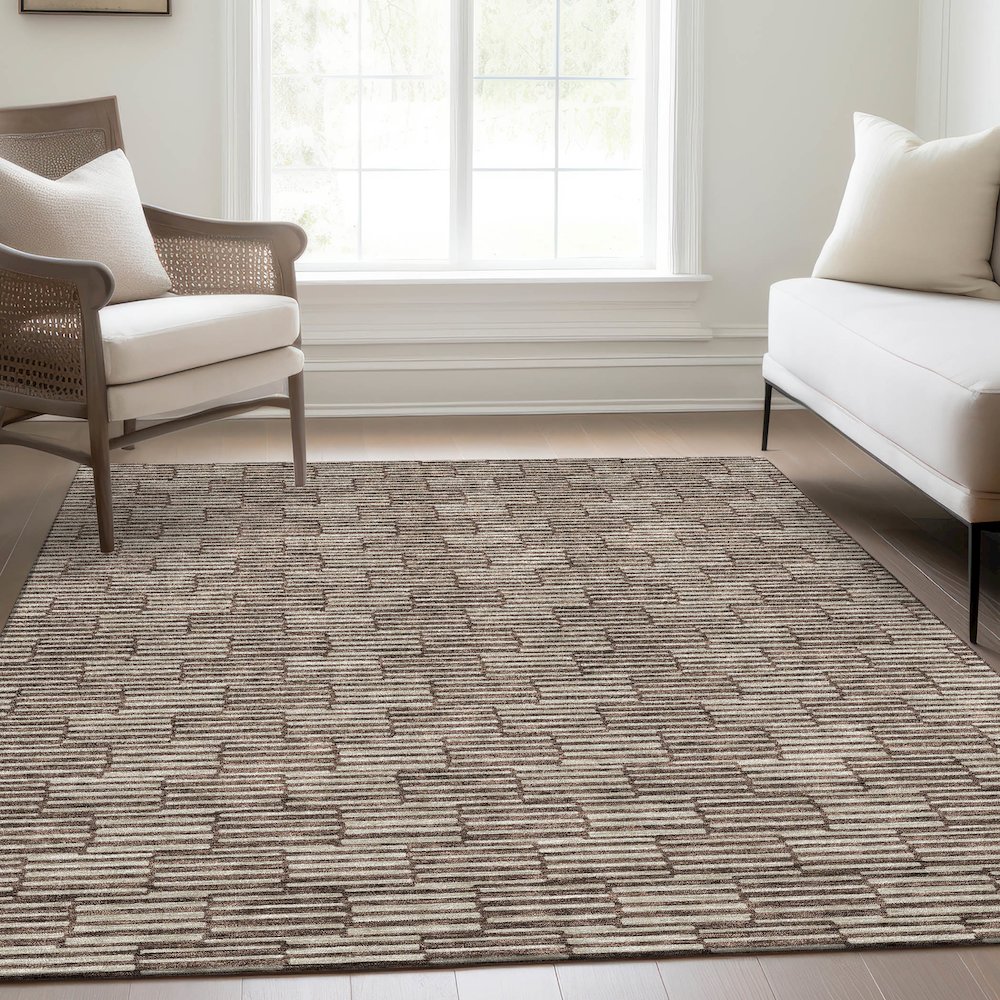 Premium Machine Washable Mayfield AMF918 Brown 2'6" x 3'10" Rug. Picture 6