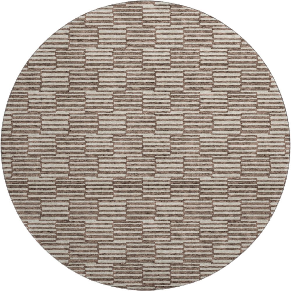 Premium Machine Washable Mayfield AMF918 Brown 8' x 8' Round Rug. Picture 1