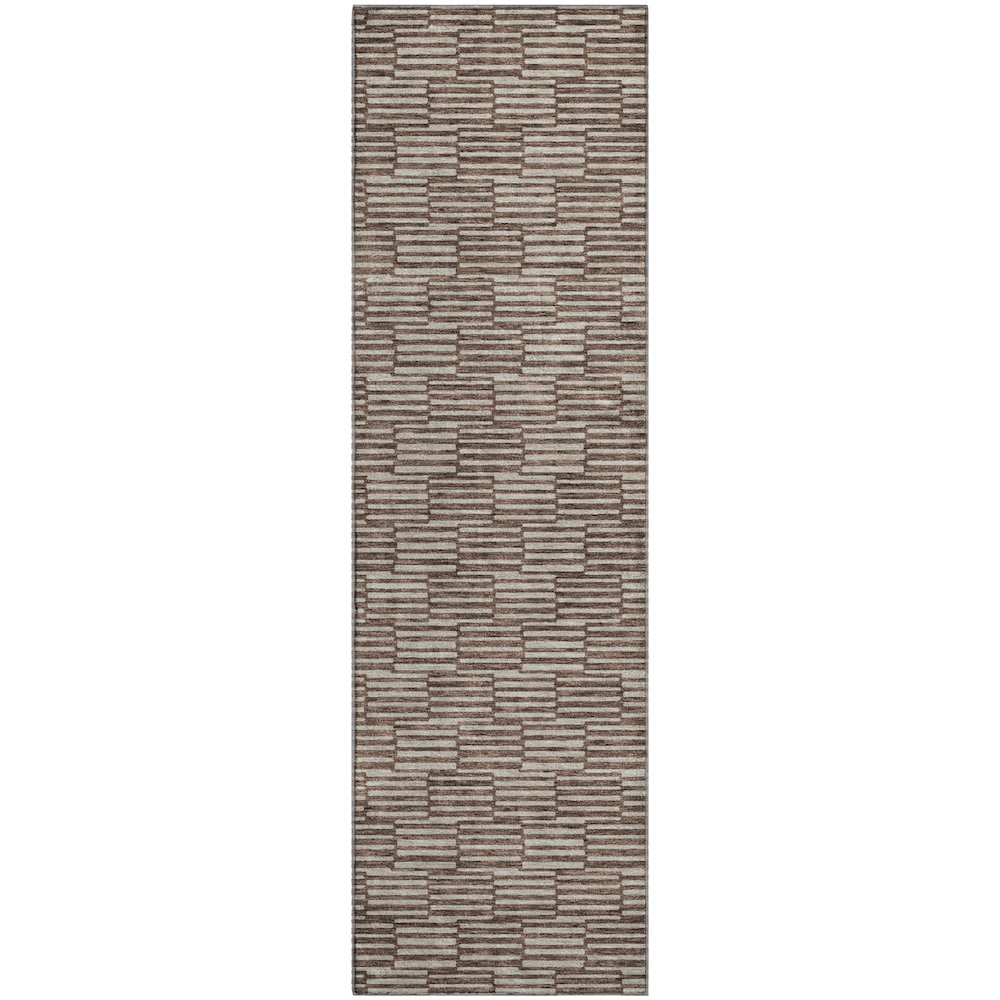 Premium Machine Washable Mayfield AMF918 Brown 2'3" x 7'6" Runner Rug. Picture 1
