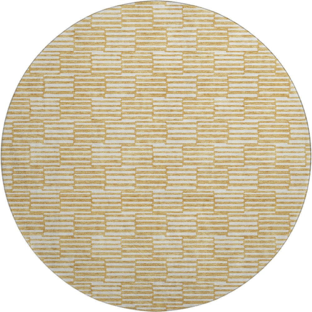 Premium Machine Washable Mayfield AMF918 Gold 8' x 8' Round Rug. Picture 1