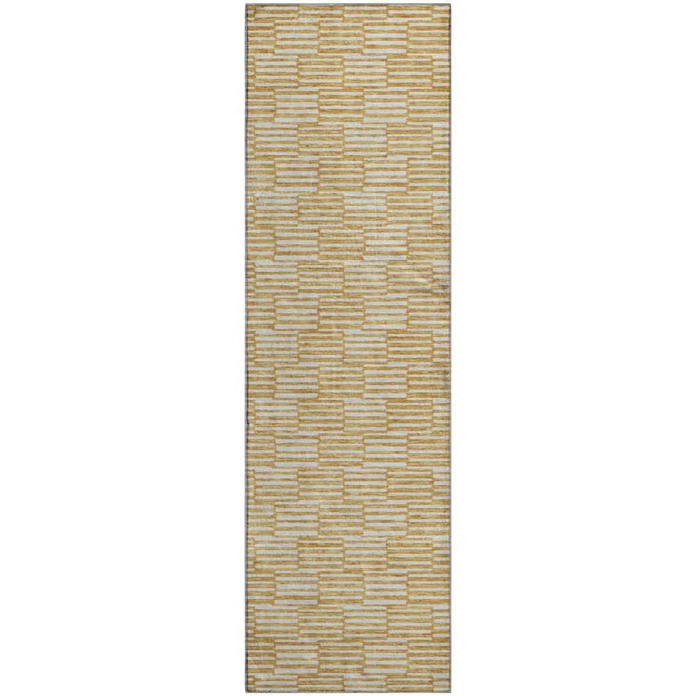 Premium Machine Washable Mayfield AMF918 Gold 2'3" x 7'6" Runner Rug. Picture 1