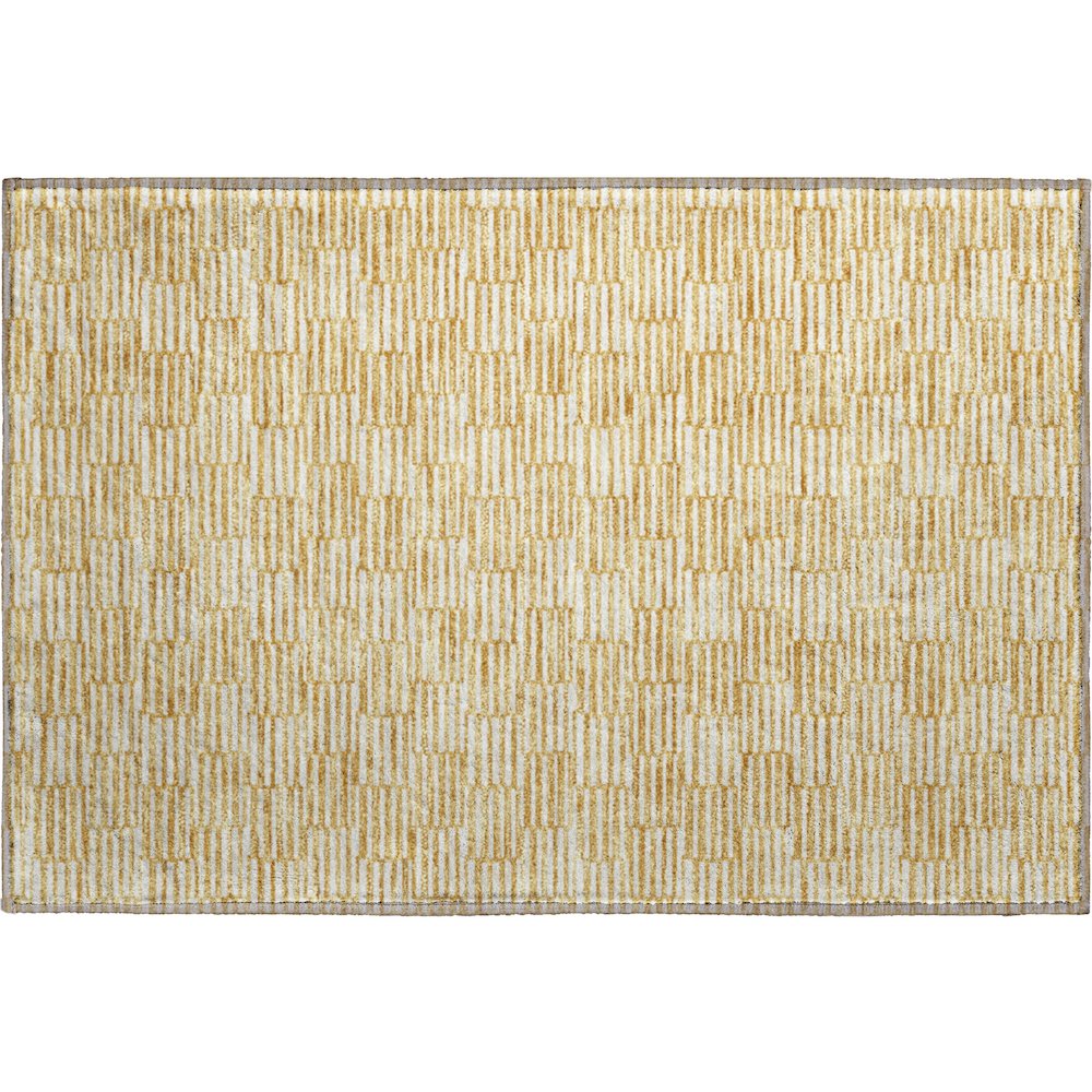 Premium Machine Washable Mayfield AMF918 Gold 1'8" x 2'6" Rug. Picture 1