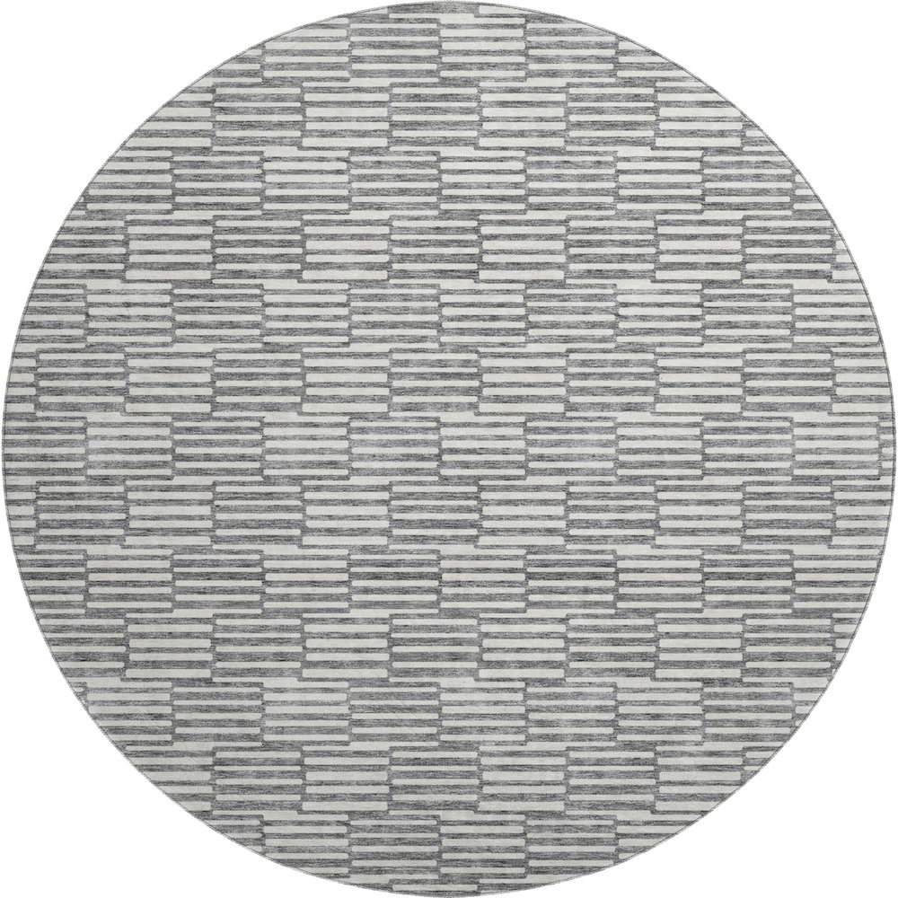 Premium Machine Washable Mayfield AMF918 Gray 8' x 8' Round Rug. Picture 1