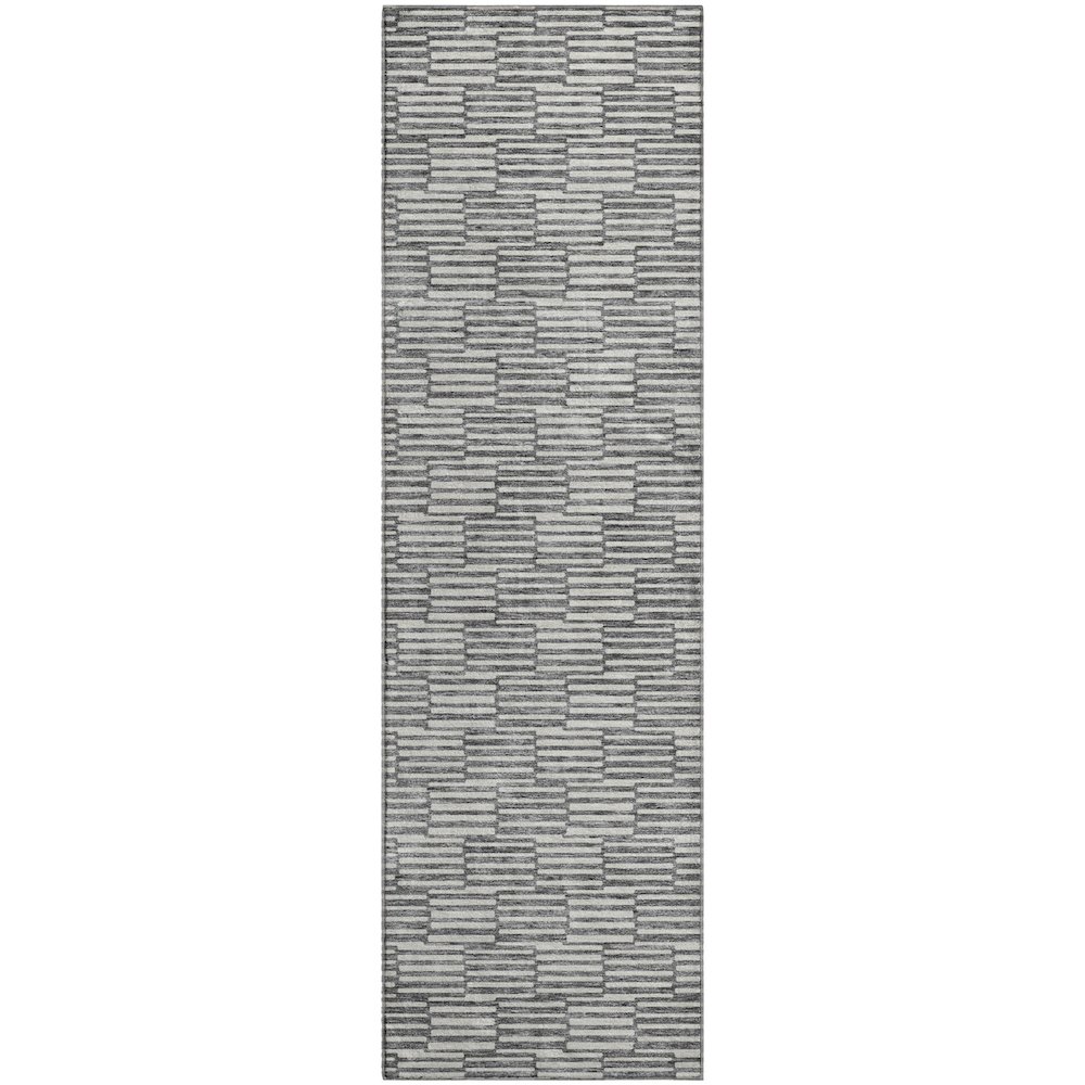 Premium Machine Washable Mayfield AMF918 Gray 2'3" x 7'6" Runner Rug. Picture 1