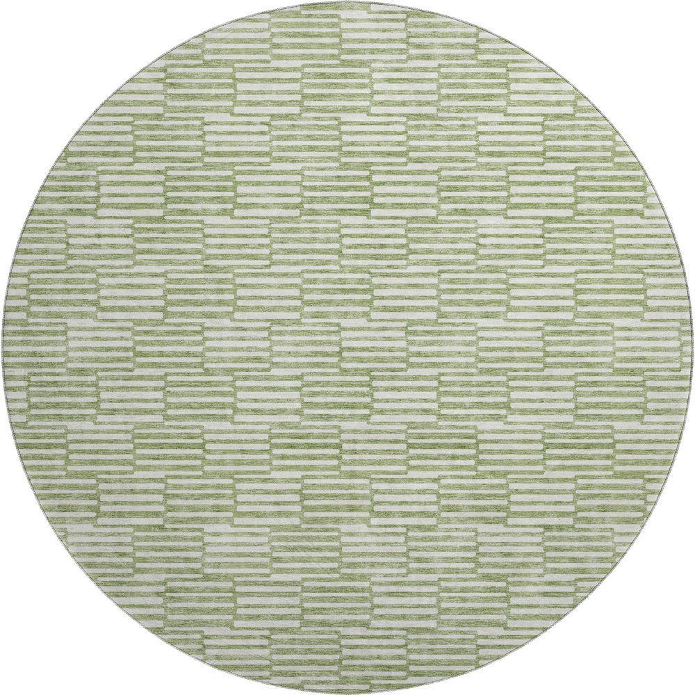 Premium Machine Washable Mayfield AMF918 Green 8' x 8' Round Rug. Picture 1