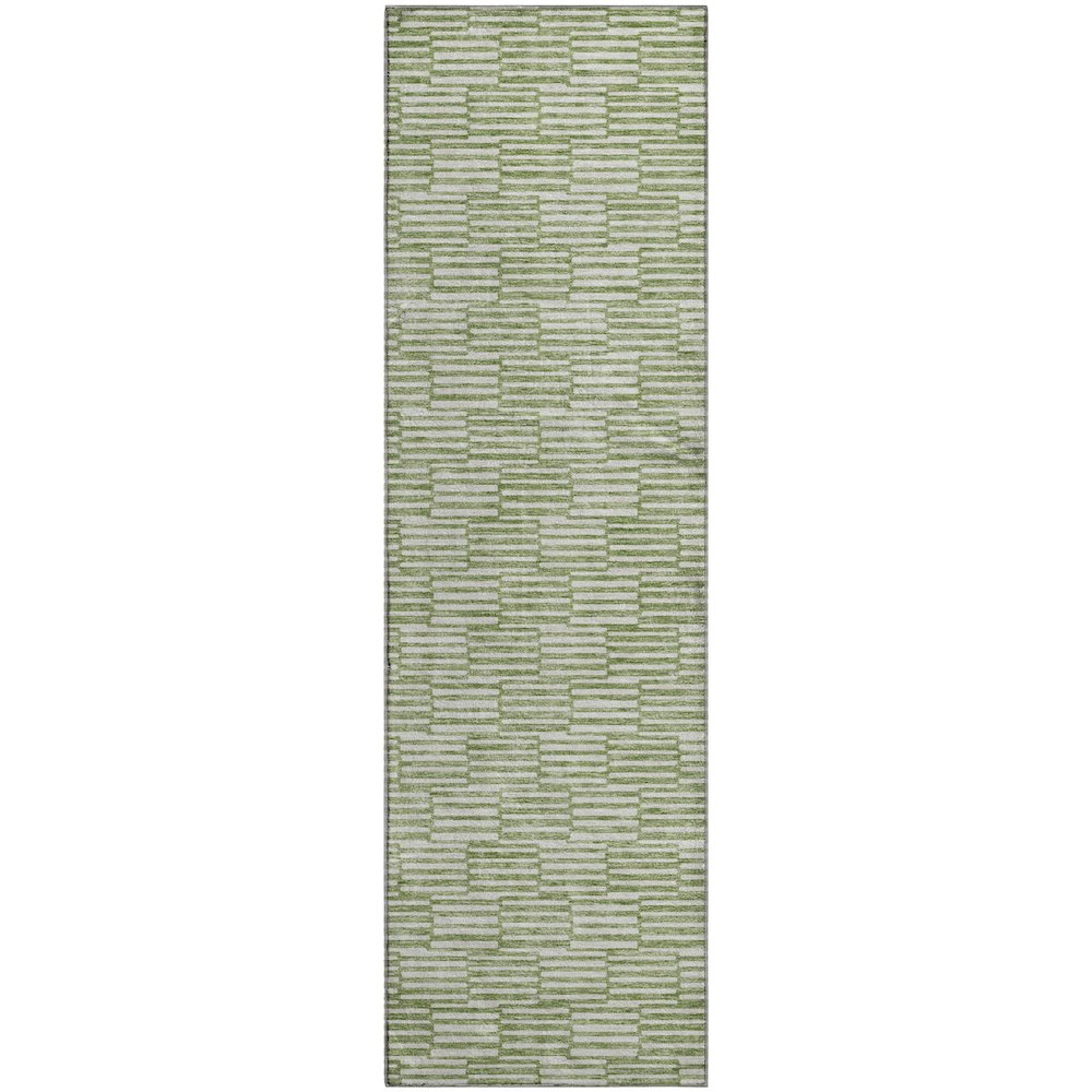 Premium Machine Washable Mayfield AMF918 Green 2'3" x 7'6" Runner Rug. Picture 1