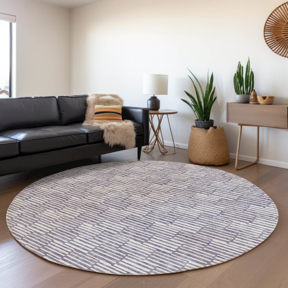 Premium Machine Washable Mayfield AMF918 Lilac 8' x 8' Round Rug. Picture 5