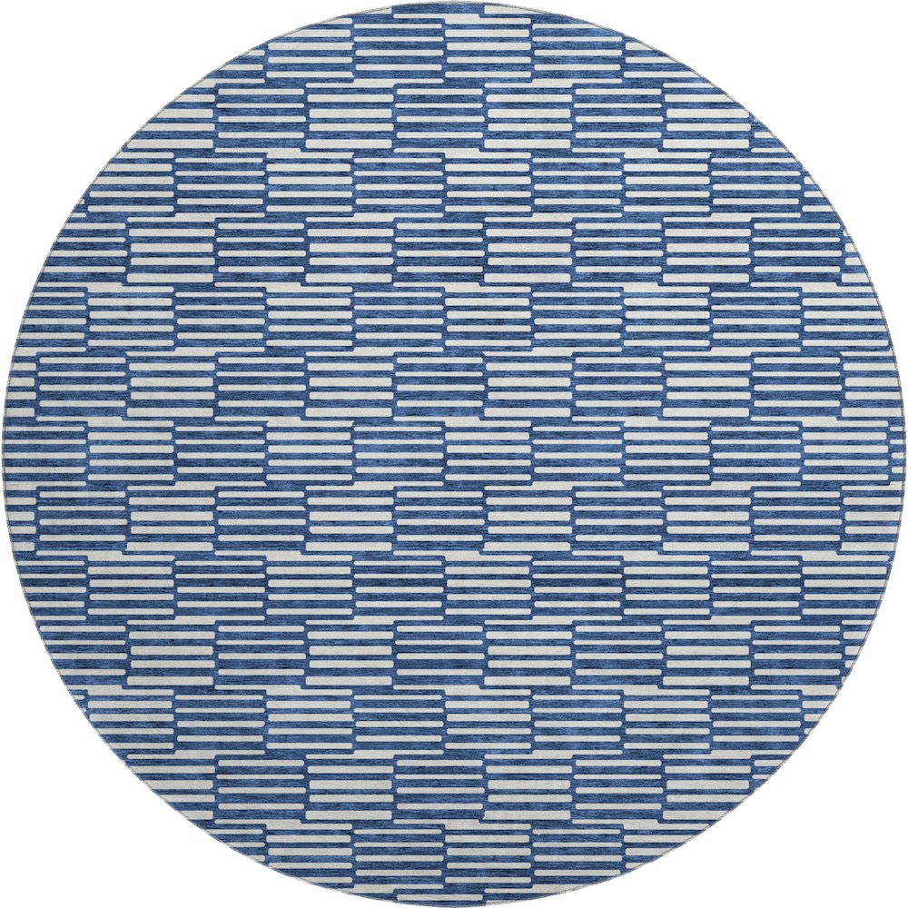 Premium Machine Washable Mayfield AMF918 Navy 8' x 8' Round Rug. Picture 1