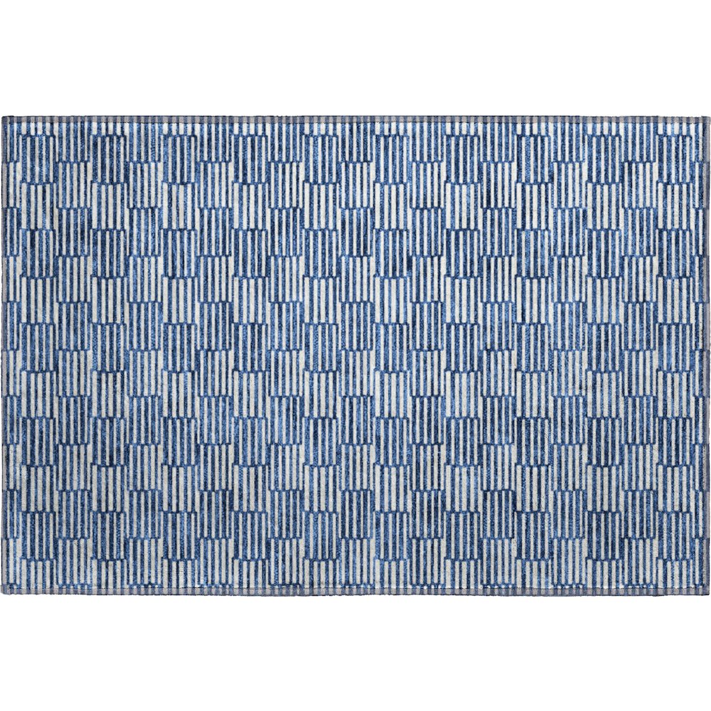 Premium Machine Washable Mayfield AMF918 Navy 1'8" x 2'6" Rug. Picture 1