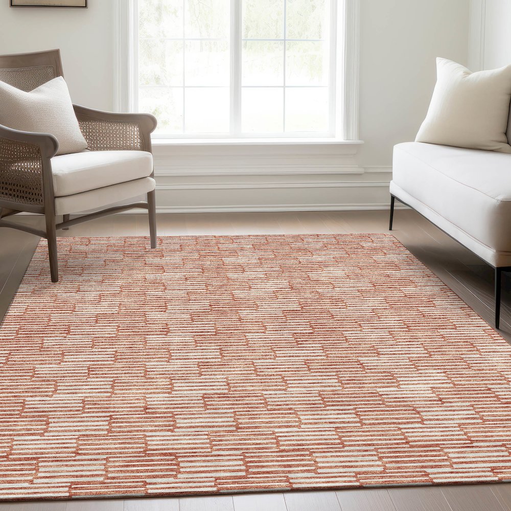 Premium Machine Washable Mayfield AMF918 Salmon 2'6" x 3'10" Rug. Picture 6