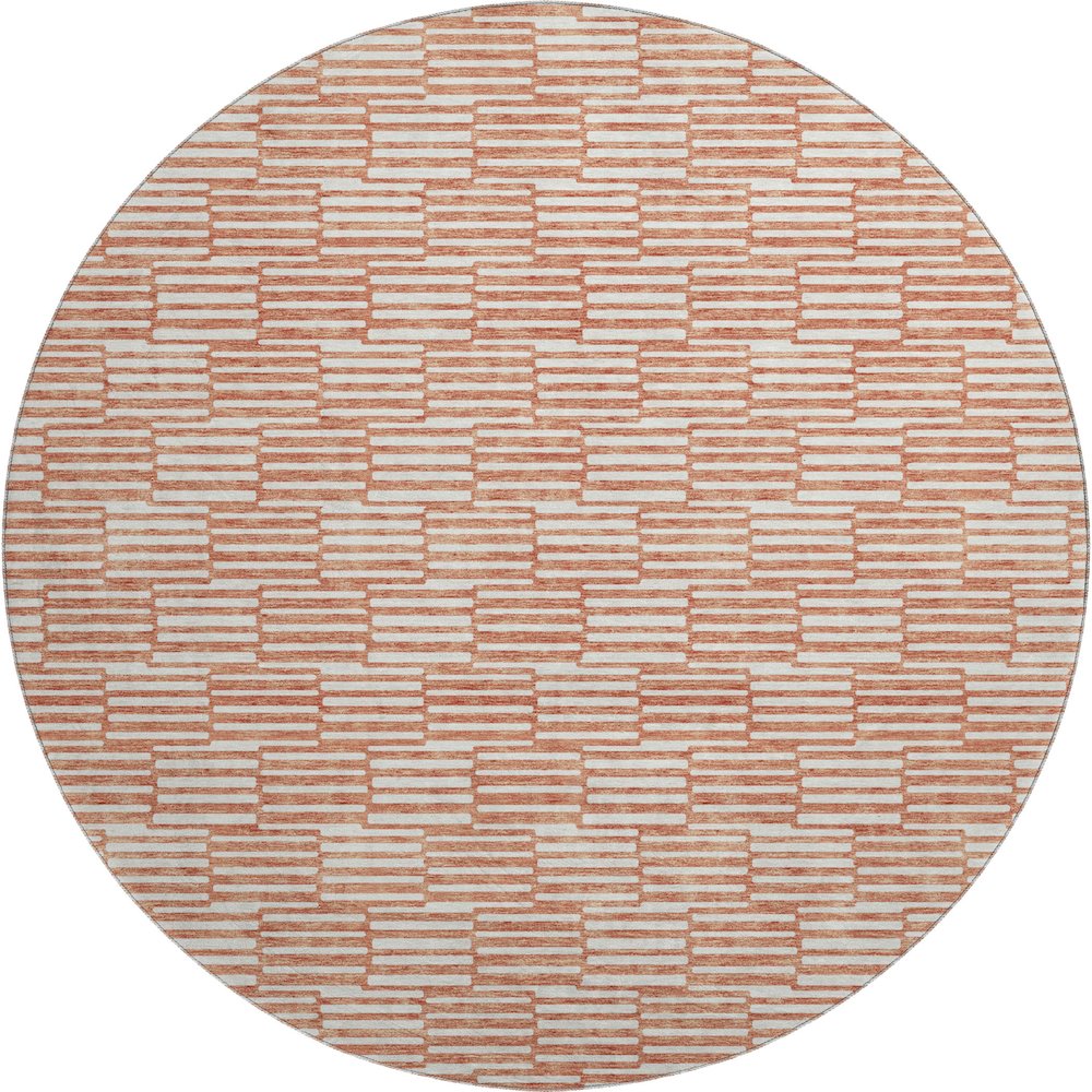 Premium Machine Washable Mayfield AMF918 Salmon 8' x 8' Round Rug. Picture 1