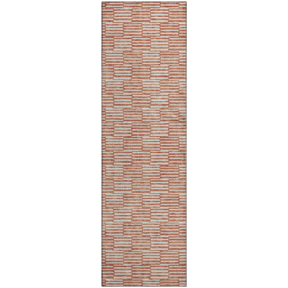 Premium Machine Washable Mayfield AMF918 Salmon 2'3" x 7'6" Runner Rug. Picture 1