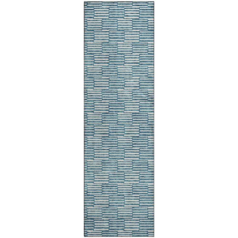 Premium Machine Washable Mayfield AMF918 Teal 2'3" x 7'6" Runner Rug. Picture 1