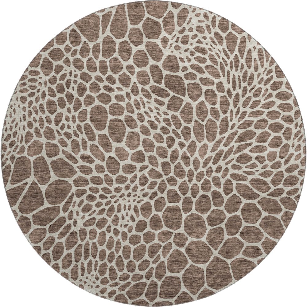 Premium Machine Washable Mayfield AMF919 Brown 8' x 8' Round Rug. Picture 1