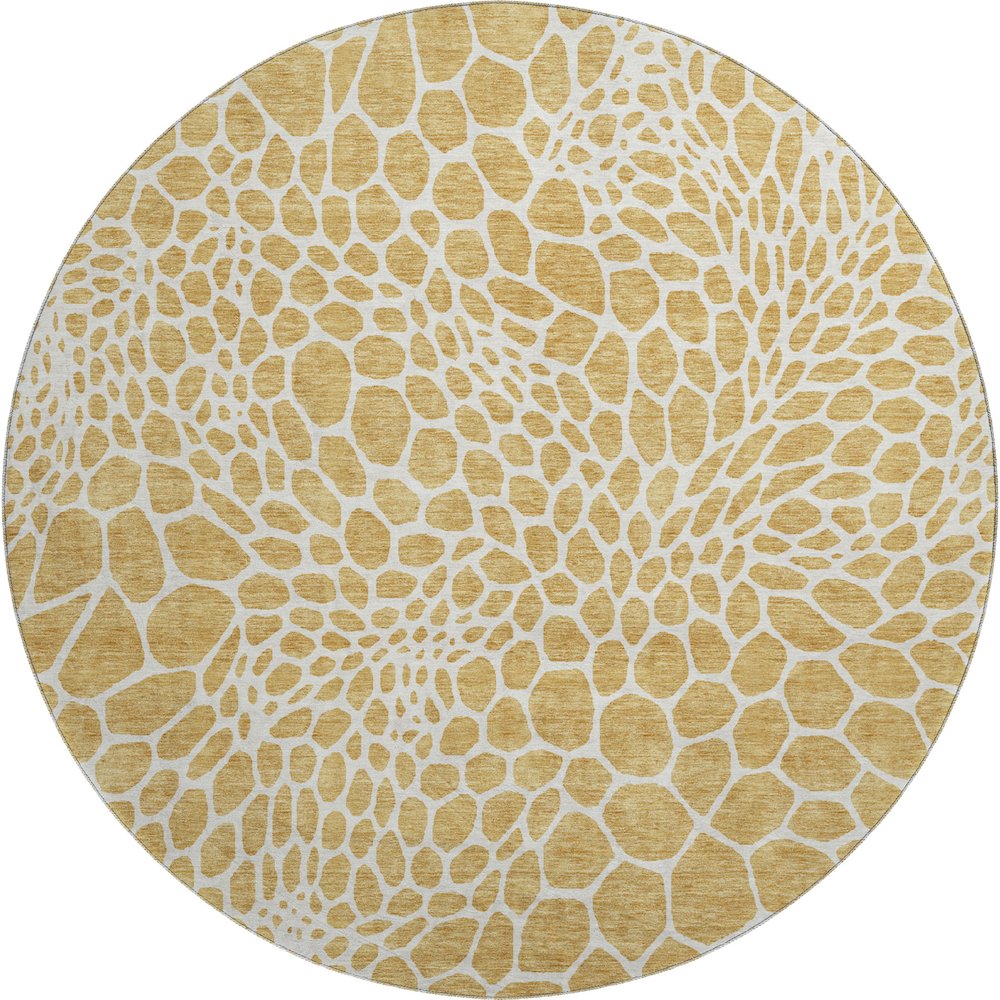 Premium Machine Washable Mayfield AMF919 Gold 8' x 8' Round Rug. Picture 1
