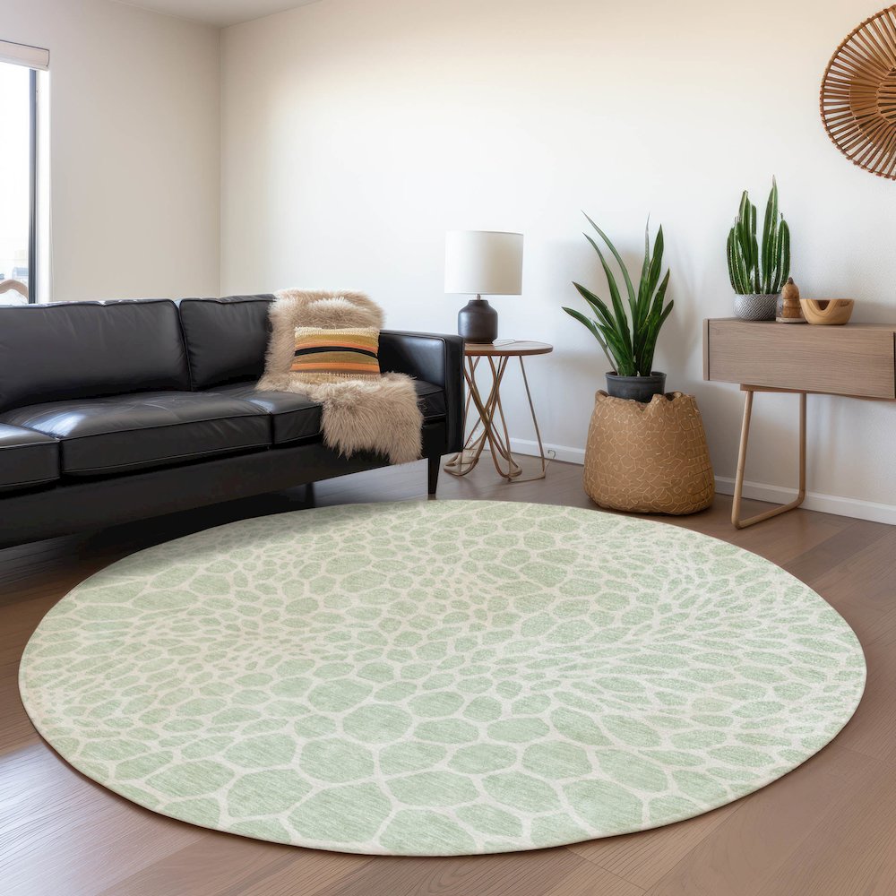 Premium Machine Washable Mayfield AMF919 Mint 8' x 8' Round Rug. Picture 5