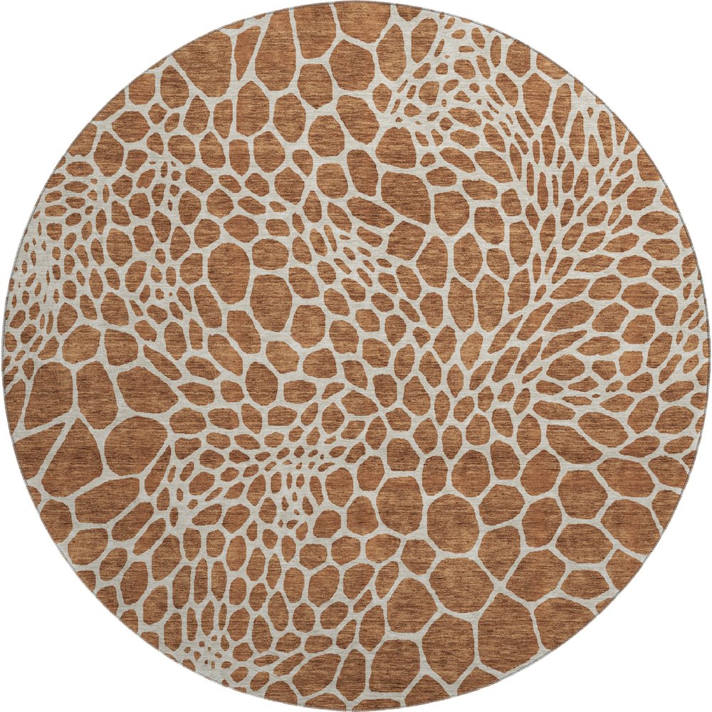 Premium Machine Washable Mayfield AMF919 Paprika 8' x 8' Round Rug. Picture 1