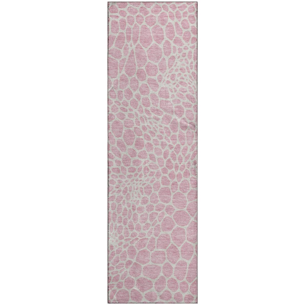 Premium Machine Washable Mayfield AMF919 Pink 2'3" x 7'6" Runner Rug. Picture 1