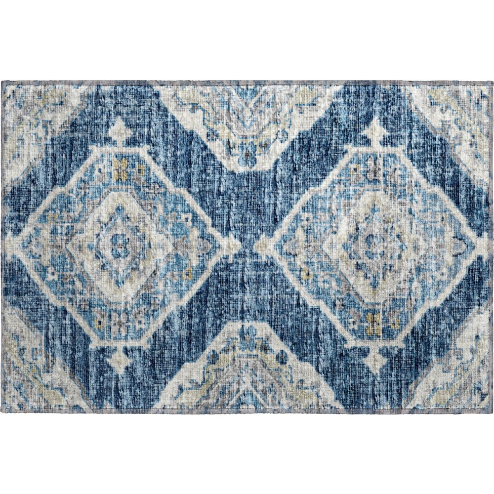 Premium Machine Washable Mayfield  Blue 1'8" x 2'6" Rug. Picture 1