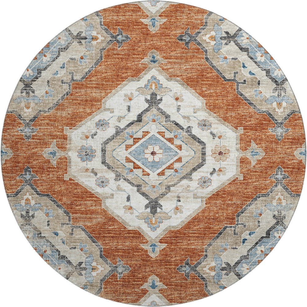 Premium Machine Washable Mayfield  Clay 8' x 8' Round Rug. Picture 1