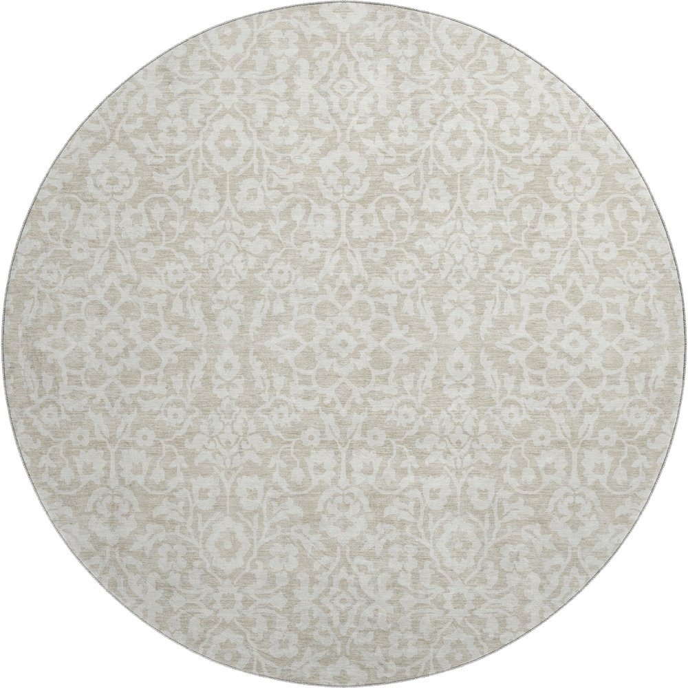 Premium Machine Washable Mayfield AMF920 Beige 8' x 8' Round Rug. Picture 1