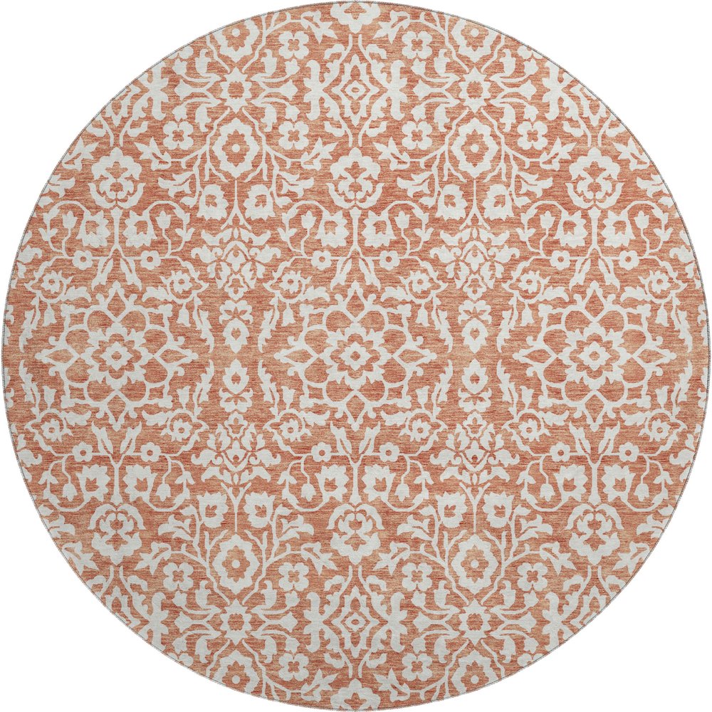 Premium Machine Washable Mayfield AMF920 Coral 8' x 8' Round Rug. Picture 1