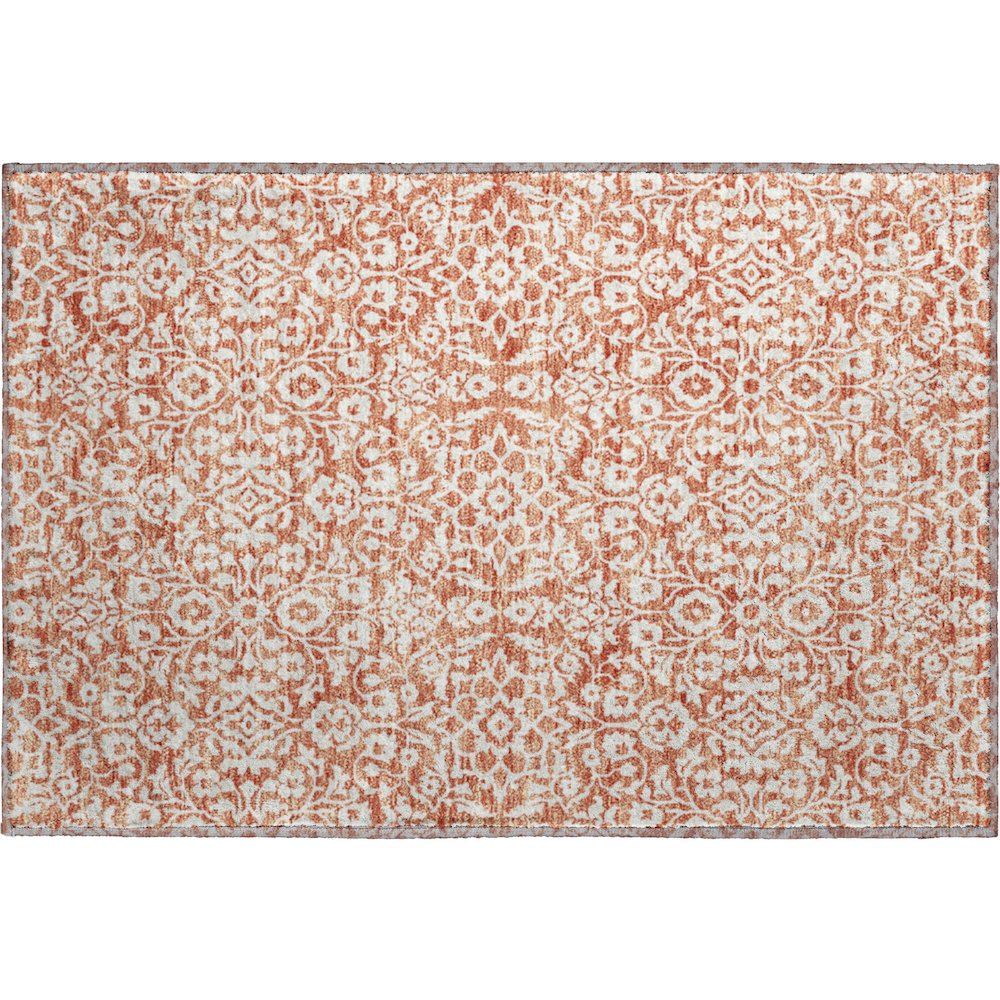 Premium Machine Washable Mayfield AMF920 Coral 1'8" x 2'6" Rug. Picture 1