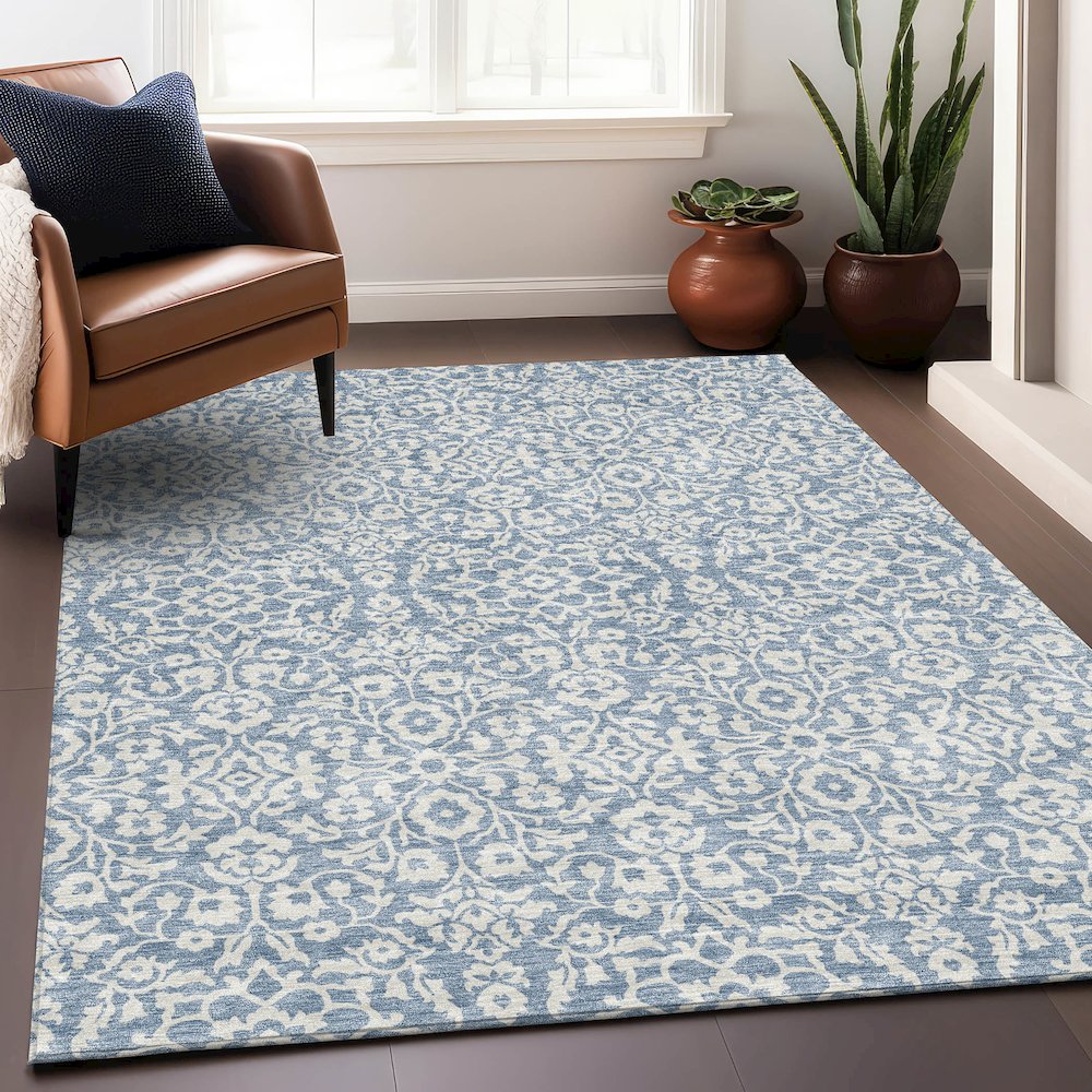 Premium Machine Washable Mayfield AMF920 Denim 2'6" x 3'10" Rug. Picture 5