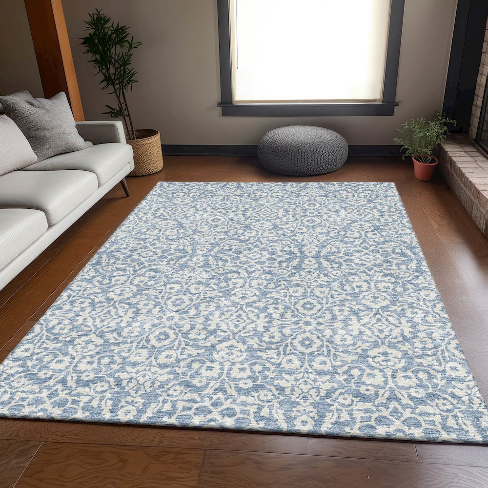 Premium Machine Washable Mayfield AMF920 Denim 2'6" x 3'10" Rug. Picture 6
