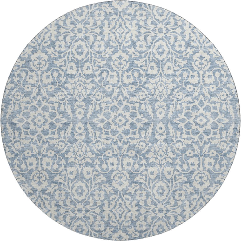 Premium Machine Washable Mayfield AMF920 Denim 8' x 8' Round Rug. Picture 1