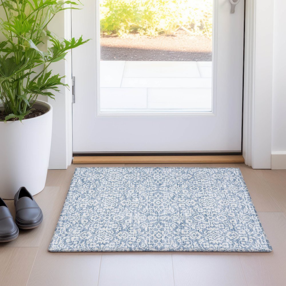 Premium Machine Washable Mayfield AMF920 Denim 1'8" x 2'6" Rug. Picture 5