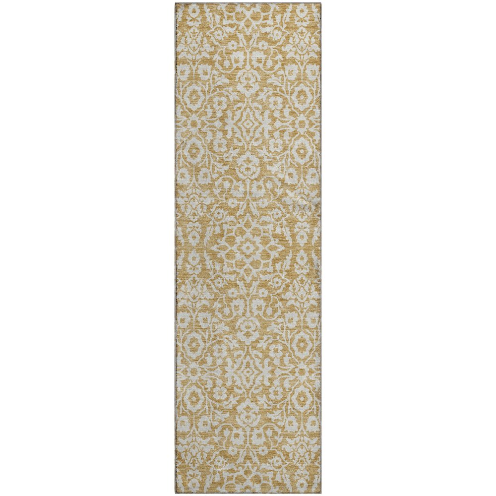 Premium Machine Washable Mayfield AMF920 Gold 2'3" x 7'6" Runner Rug. Picture 1