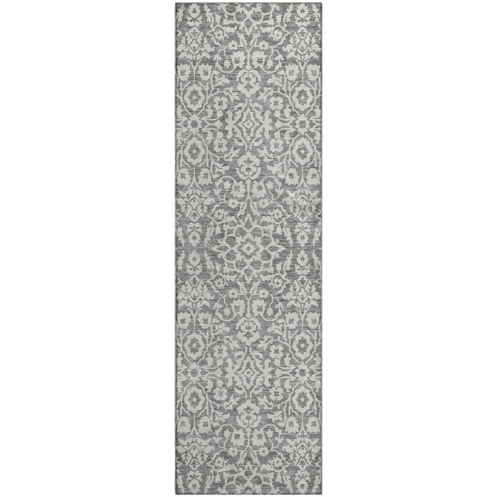 Premium Machine Washable Mayfield AMF920 Gray 2'3" x 7'6" Runner Rug. Picture 1