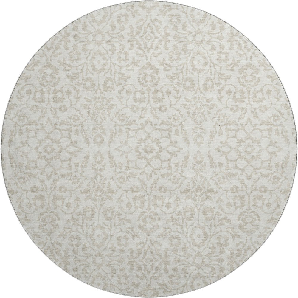 Premium Machine Washable Mayfield AMF920 Ivory 8' x 8' Round Rug. Picture 1