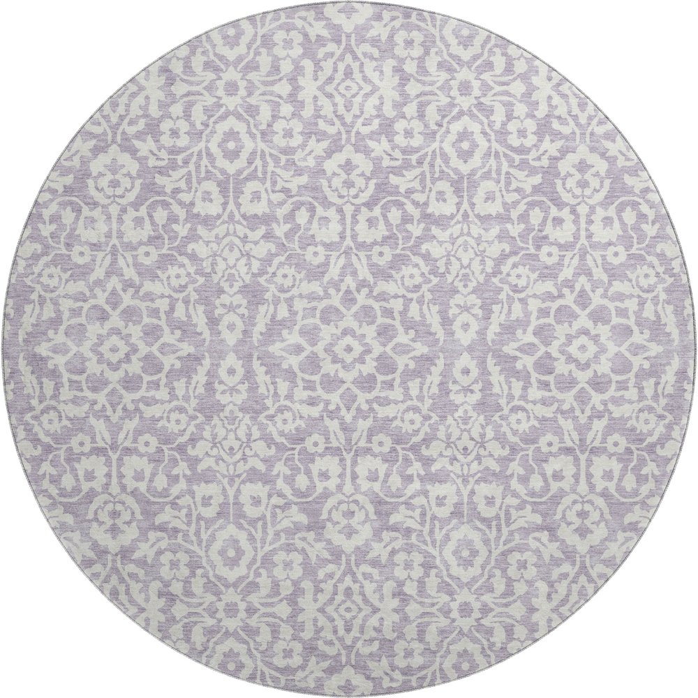 Premium Machine Washable Mayfield AMF920 Lavender 8' x 8' Round Rug. Picture 1
