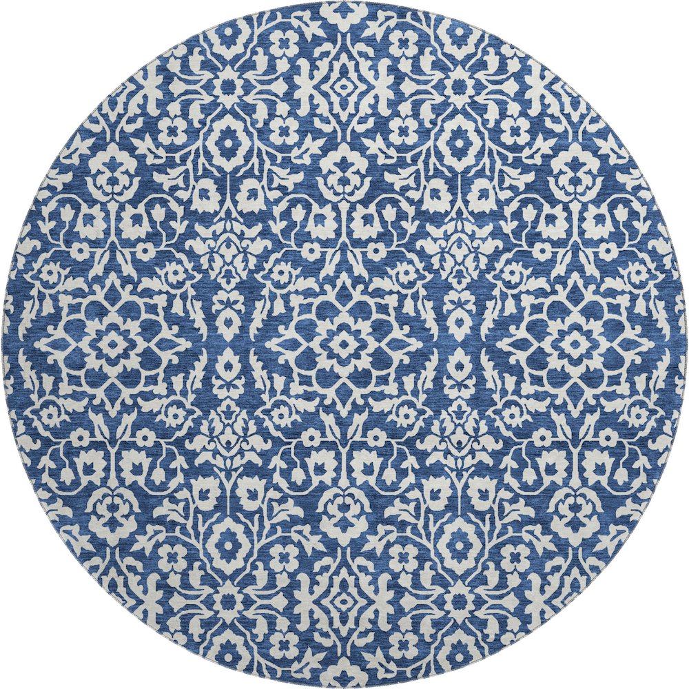 Premium Machine Washable Mayfield AMF920 Navy 8' x 8' Round Rug. Picture 1
