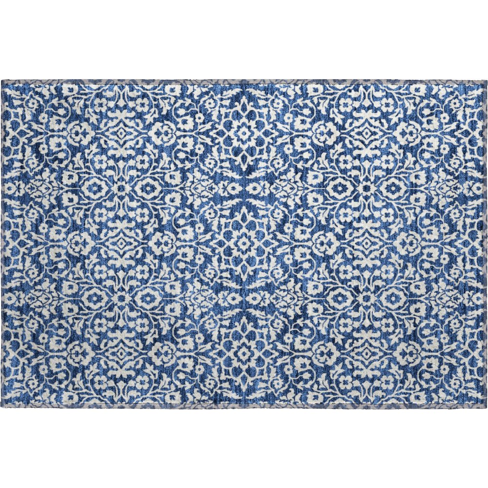 Premium Machine Washable Mayfield AMF920 Navy 1'8" x 2'6" Rug. Picture 1