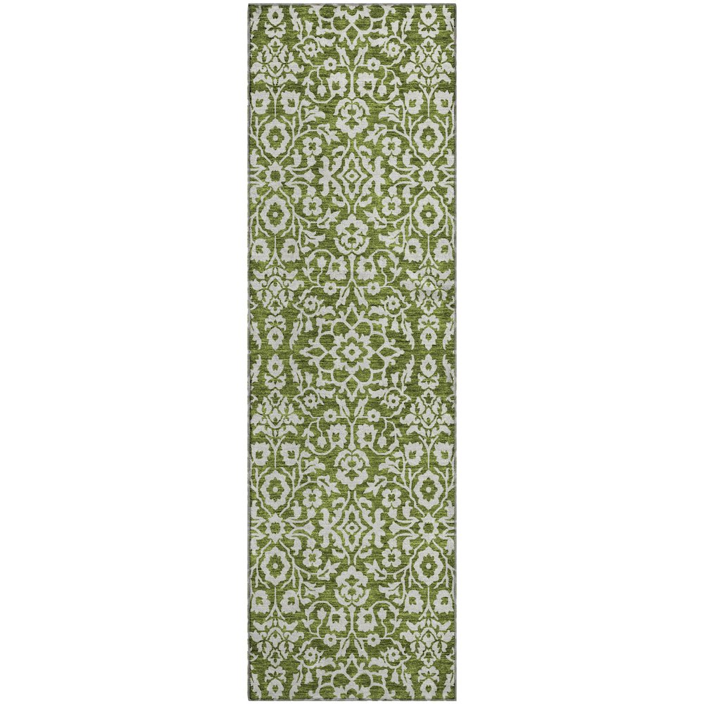 Premium Machine Washable Mayfield AMF920 Olive 2'3" x 7'6" Runner Rug. Picture 1