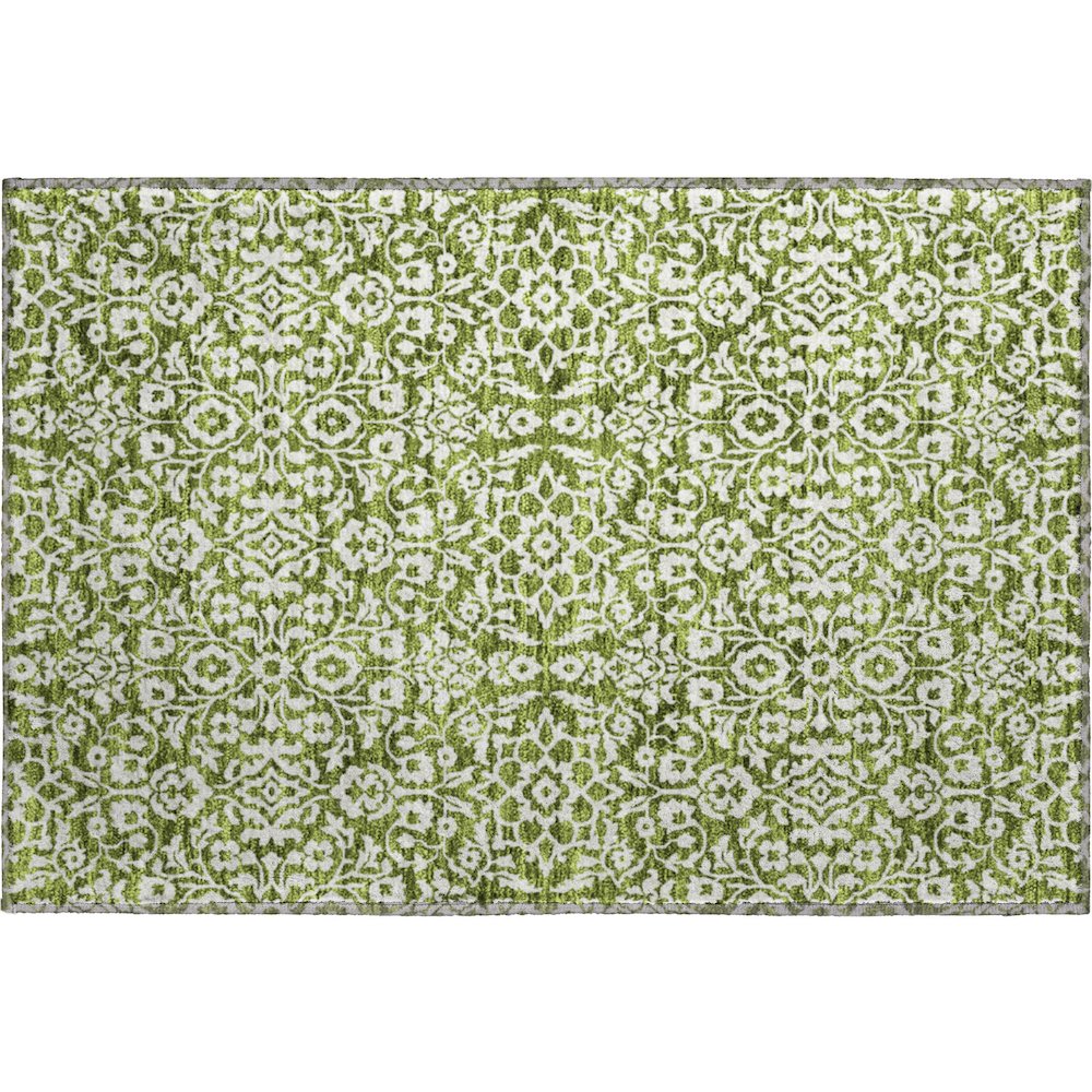 Premium Machine Washable Mayfield AMF920 Olive 1'8" x 2'6" Rug. Picture 1