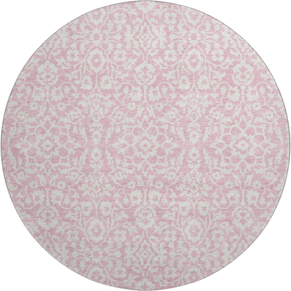 Premium Machine Washable Mayfield AMF920 Pink 8' x 8' Round Rug. Picture 1