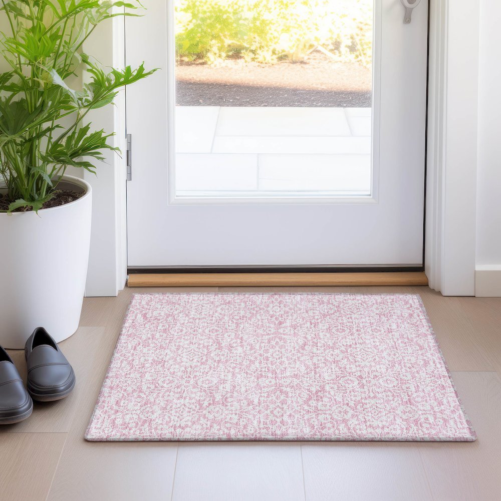 Premium Machine Washable Mayfield AMF920 Pink 1'8" x 2'6" Rug. Picture 5