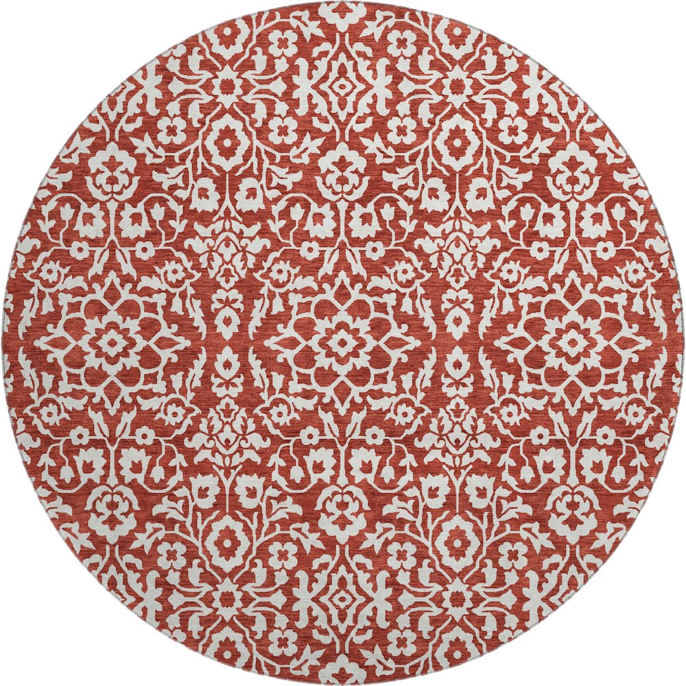 Premium Machine Washable Mayfield AMF920 Red 8' x 8' Round Rug. Picture 1