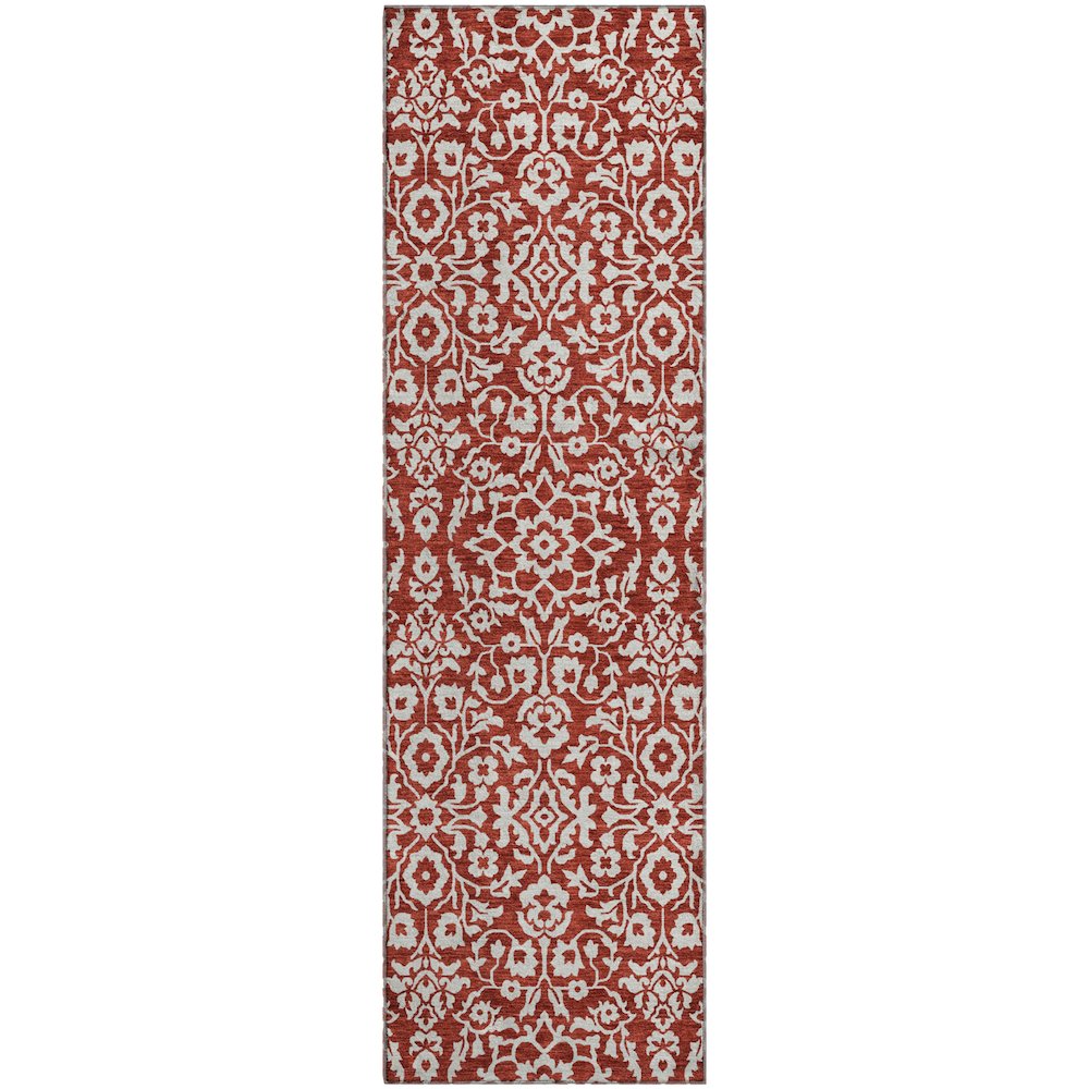 Premium Machine Washable Mayfield AMF920 Red 2'3" x 7'6" Runner Rug. Picture 1