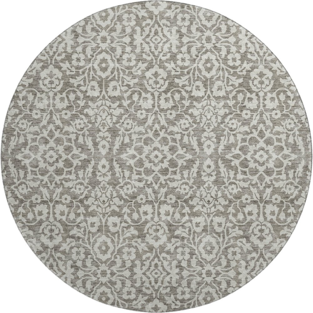 Premium Machine Washable Mayfield AMF920 Taupe 8' x 8' Round Rug. Picture 1
