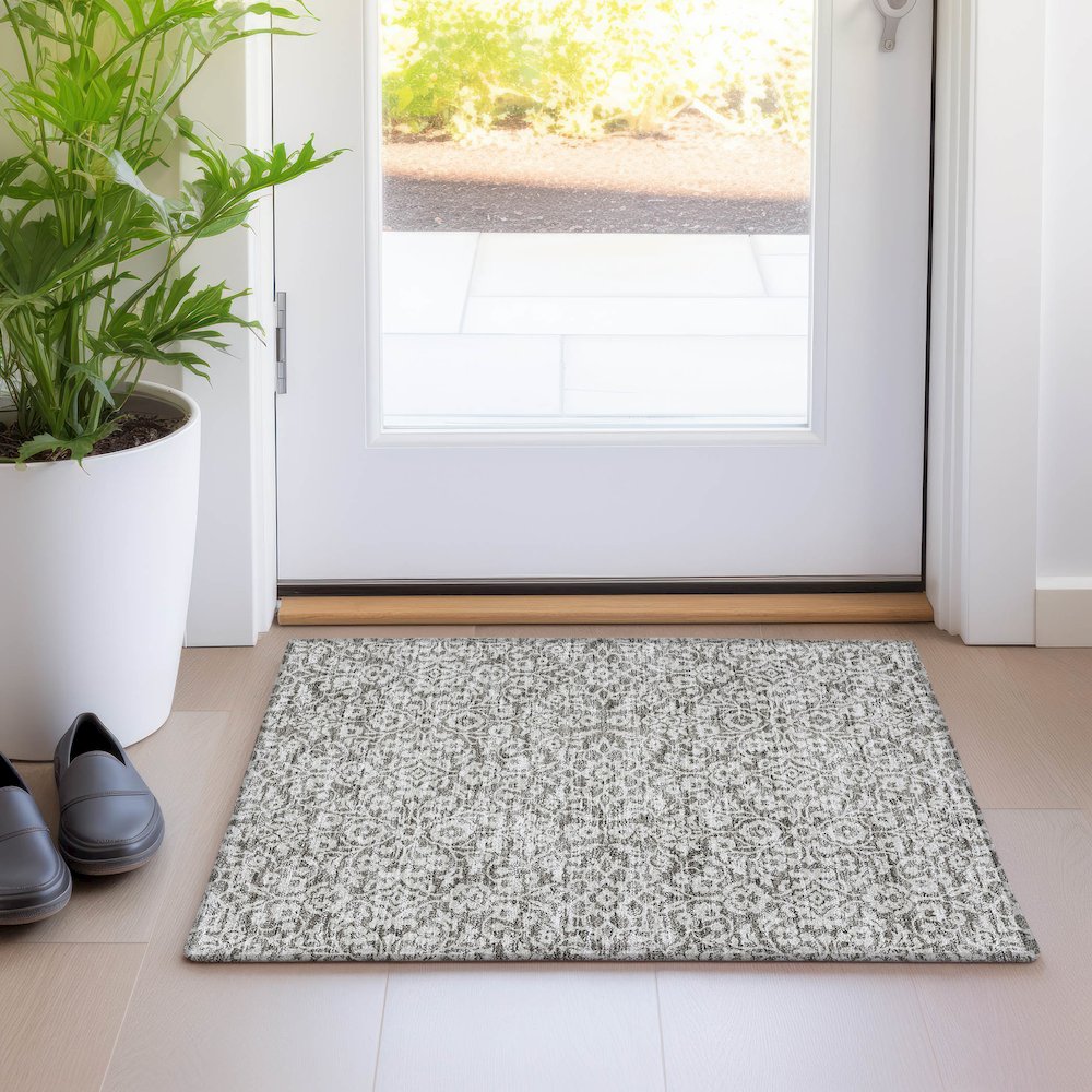 Premium Machine Washable Mayfield AMF920 Taupe 1'8" x 2'6" Rug. Picture 5