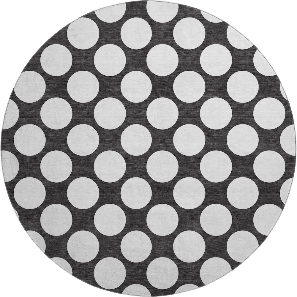 Premium Machine Washable Mayfield AMF921 Black 8' x 8' Round Rug. Picture 1